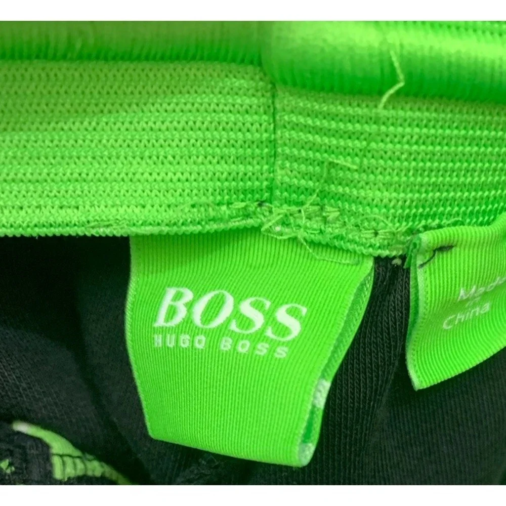 Hugo Boss Mens S Track Pants Green‎ Label Stretch Straight Black